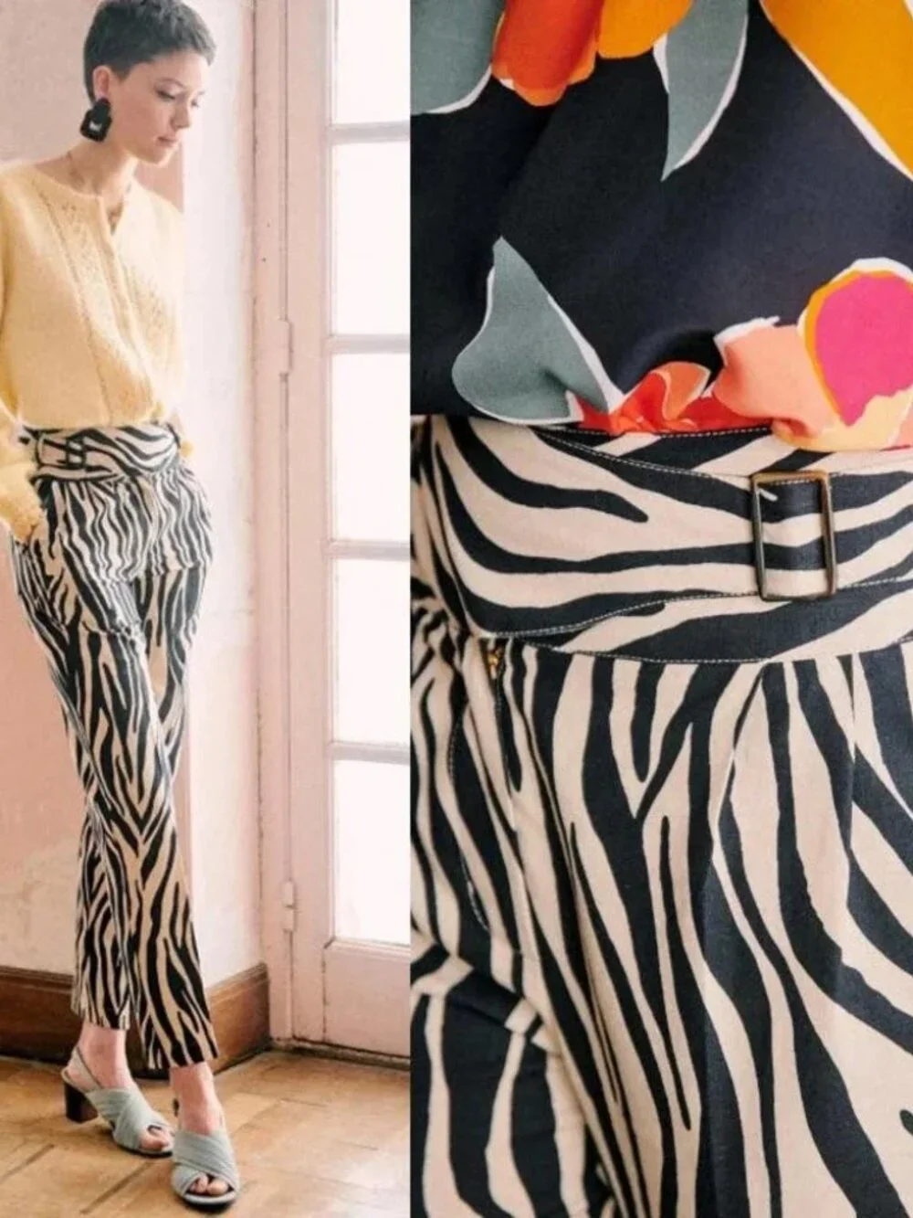 Sezane Francky Trousers in Zebra size 42 NWT